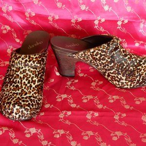 DANSKO RAE CHEETAH PRINT PONY HAIR HIGH HEEL MULES CLOGS SHOES WOMEN'S 40 10